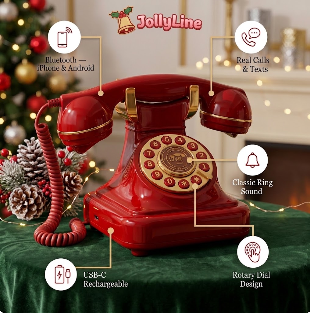 The 1985 rotary phone in classic red, two phone gift set